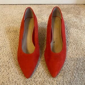 Anthropologie Red Suede Heels